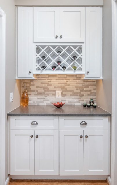 Kitchen with White Shaker Cabinetry and WIne Rack open shelving Transitional Kitchen Philadelphia by Cipriani Remodeling Solutions Houzz IE