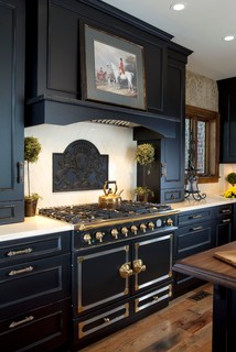 75 Kitchen with Blue Cabinets and Black Appliances Ideas You'll Love -  January, 2024