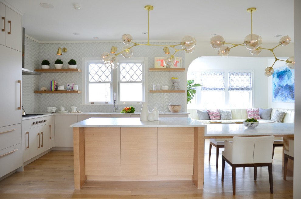 Inspiration for a beach style kitchen in New York.