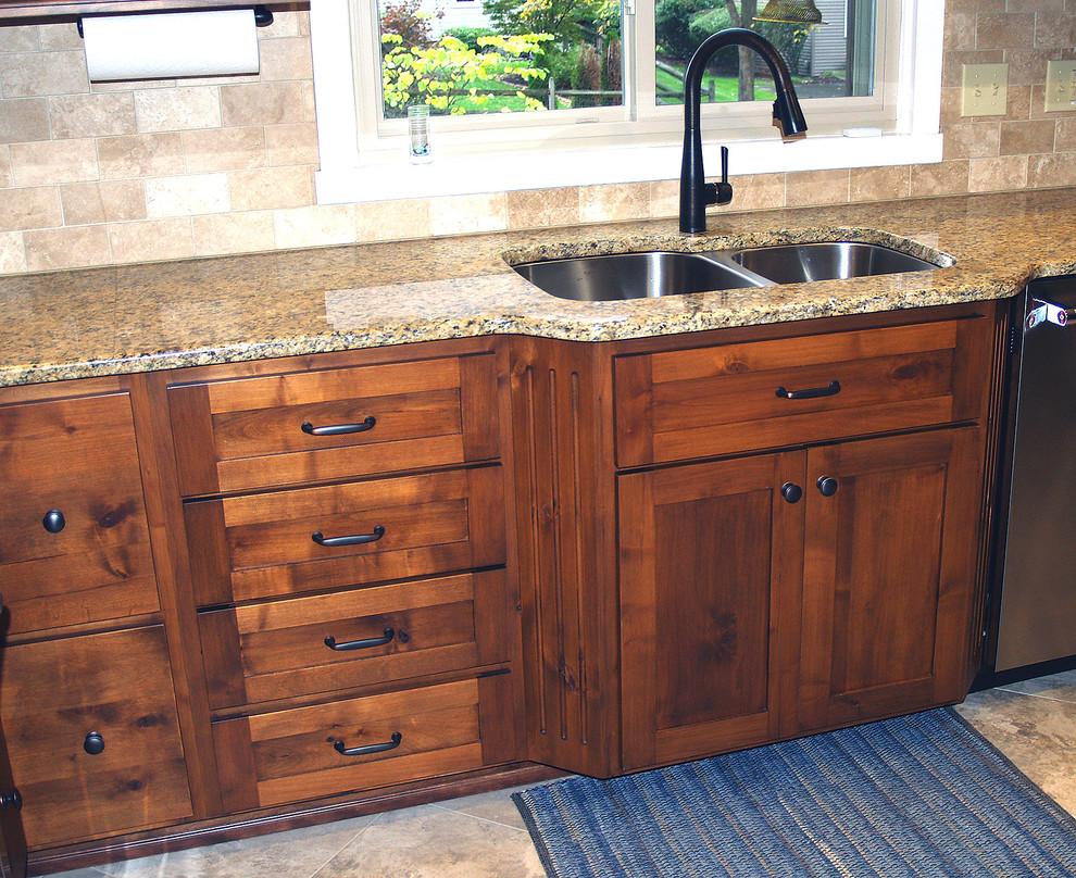 Knotty Alder Shaker Stained Kitchen Transitional Kitchen