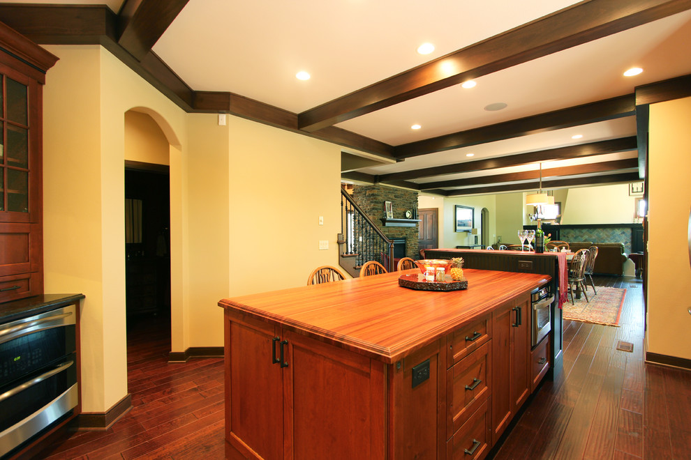 Knotty Cherry Island with Wood Countertop with Ogee Edge