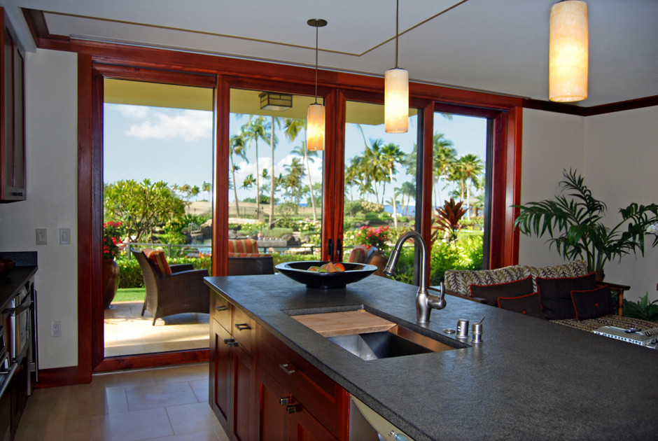 World-inspired kitchen in Hawaii.