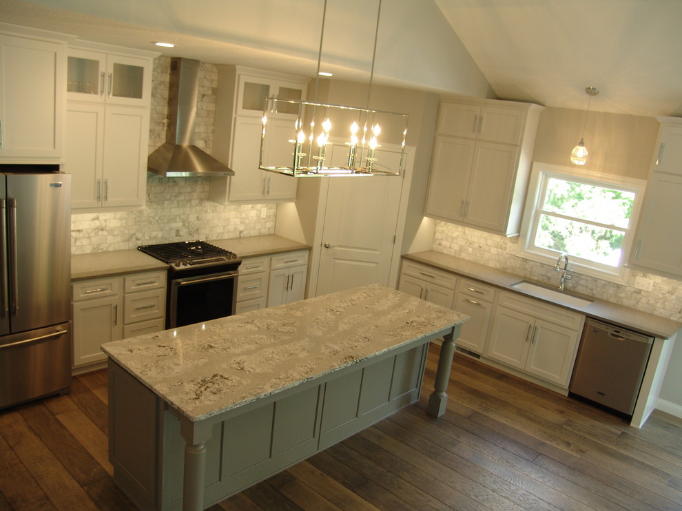 Koch Cabinets Prairie Painted White Maple MSI Fossil Grey ...