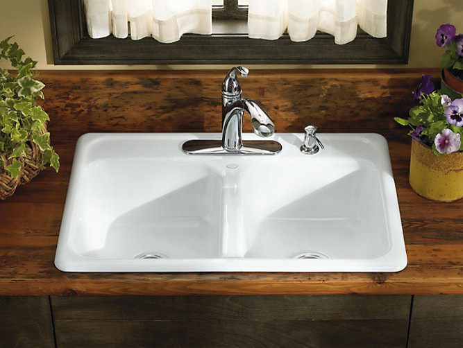 enameled cast iron kitchen sink with drain barod