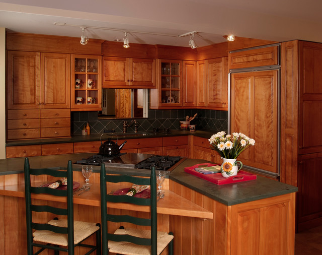 L Shape Design Traditional Kitchen Boston by Vermont Custom