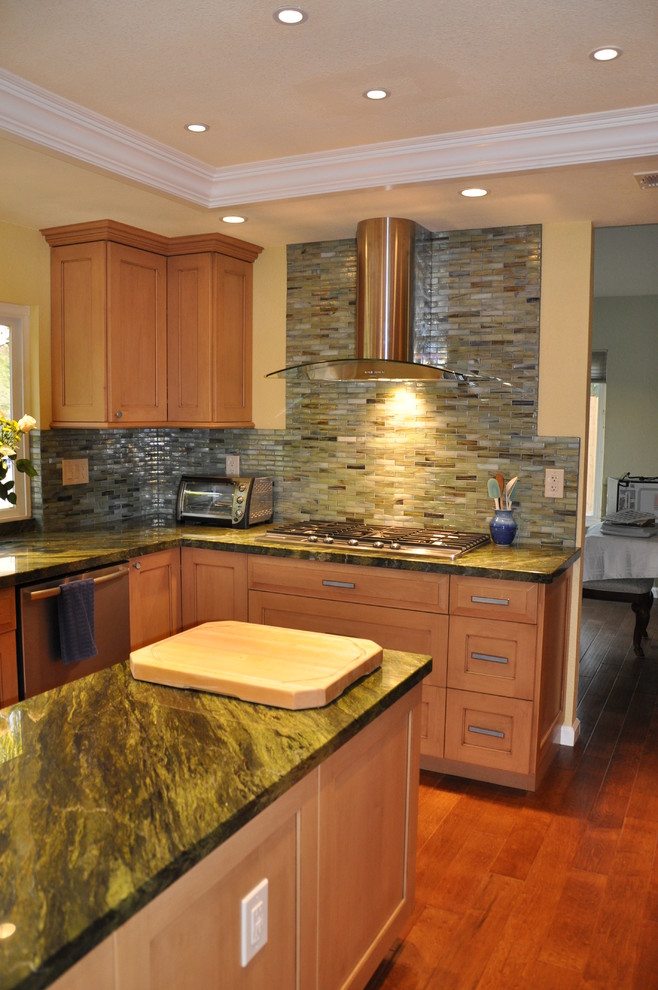 Inspiration for a contemporary kitchen remodel in San Diego with granite countertops