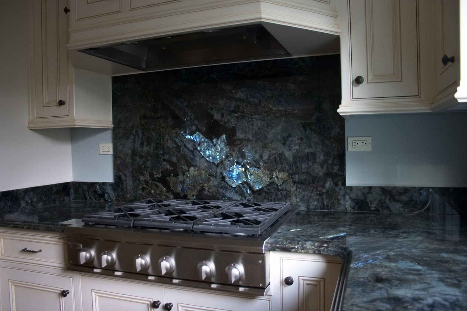 PFM Blue Labradorite Lemurian Granite Kitchen Countertops With Full  Backsplash, Granite Slab & Tile