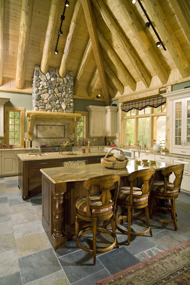 This is an example of a rustic kitchen in Detroit.