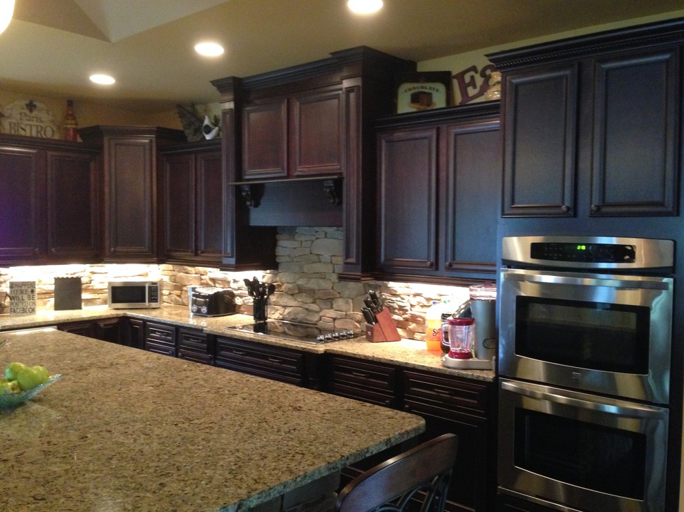 Example of a large mountain style kitchen design in Atlanta