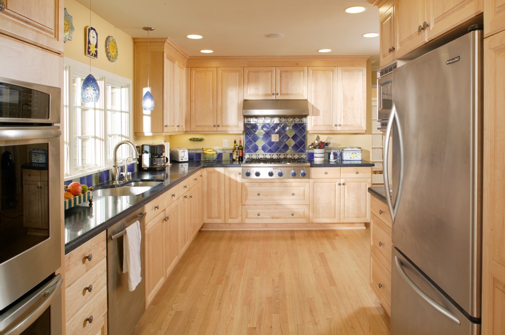 Large Open Kitchen with Diamond Shaped Backsplash Traditional Kitchen Sacramento by D&J