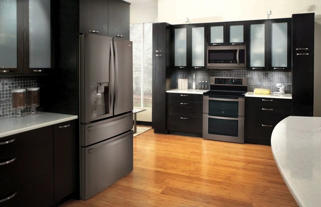 Lg Black Stainless Steel Appliances, Kitchen Cabinets That Match Black Stainless Steel Appliances In