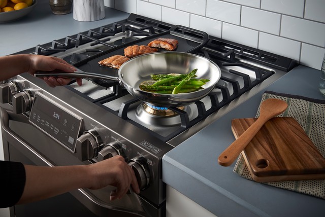 ge black stainless steel gas stove
