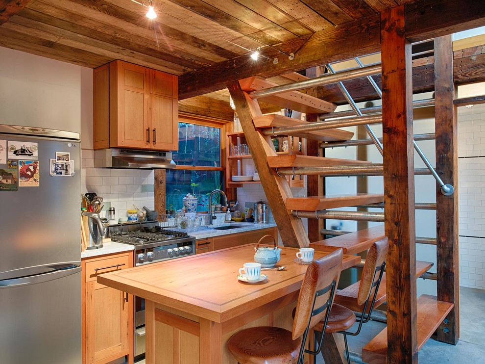 Photo of a rustic kitchen in Seattle.