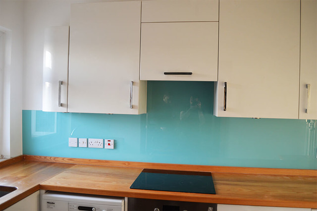 Light Blue Plain Colour Glass Splashback - Modern - Kitchen ...