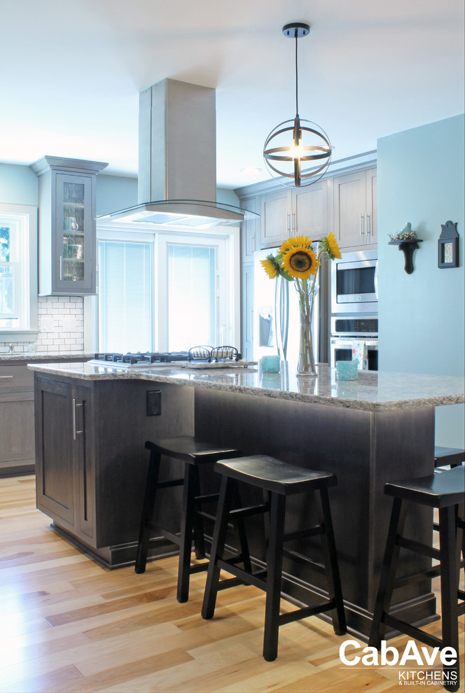 Light Gray Kitchen with Dark Gray Island Transitional Kitchen New