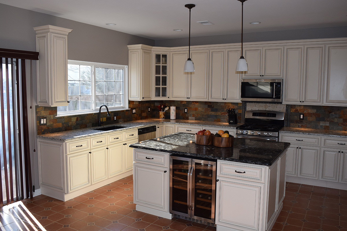 Linen Cabinets with Light Quartz Countertop and Dark Quartz Countertop -  Traditional - Kitchen - DC Metro - by User | Houzz