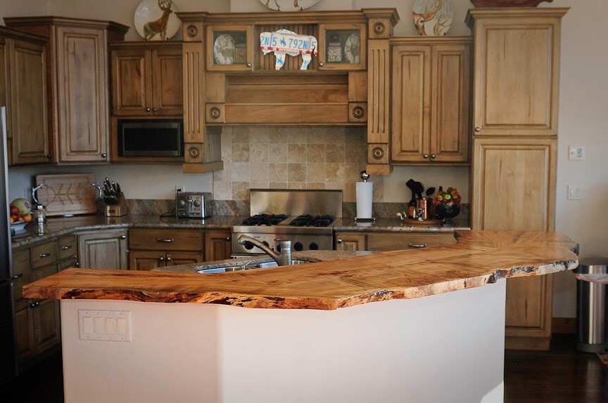 Live Edge Maple Bar Wood Countertop Rustic Kitchen Denver by