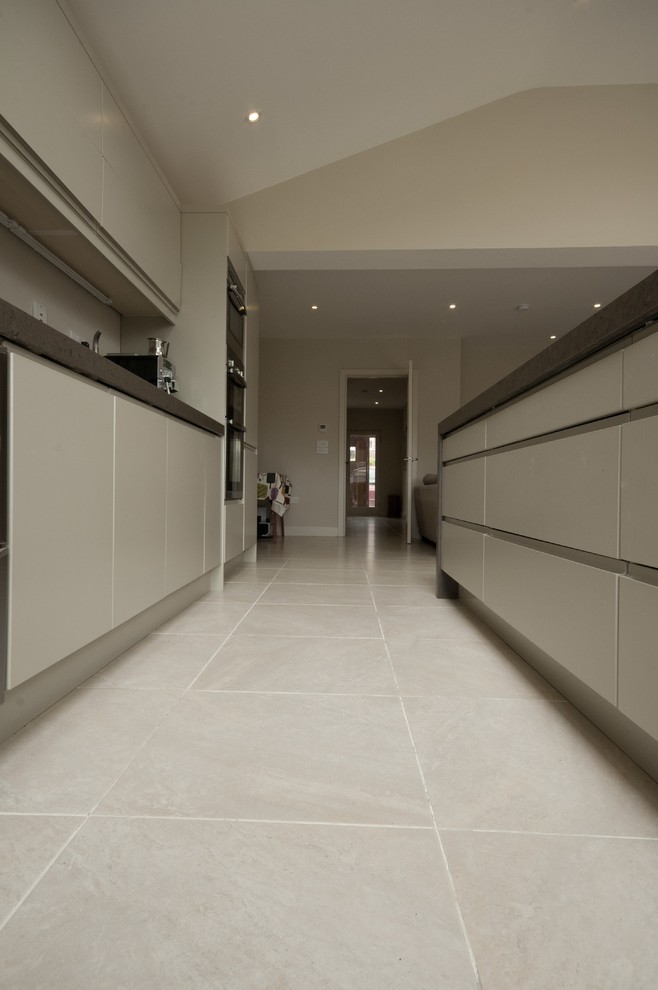 Inspiration for a large contemporary porcelain tile kitchen remodel in Dublin