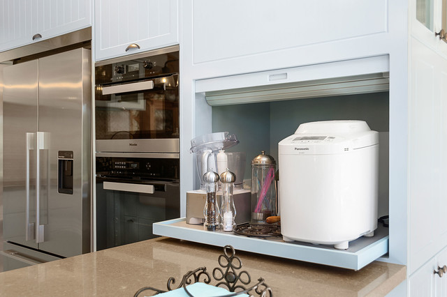 Appliance storage on pull out shelf - Farmhouse - Kitchen - Hamilton - by  Marlene Hudson Design