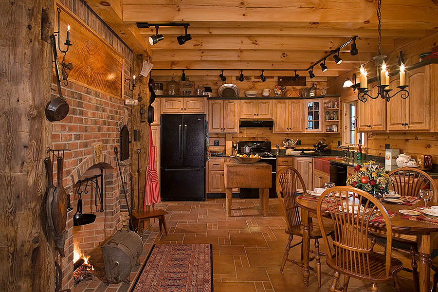 Idéer för rustika kök, med en rustik diskho, luckor med upphöjd panel, skåp i mellenmörkt trä och svarta vitvaror