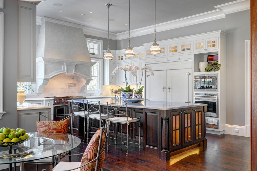 Inspiration for a timeless kitchen remodel in San Francisco with paneled appliances