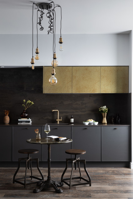 Luxe Industrial Dark Grey and Burnished Brass Kitchen - Contemporary -  Kitchen - West Midlands - by Classic Interiors