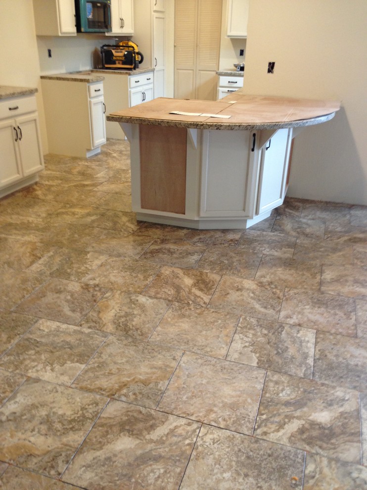 Elegant vinyl floor kitchen photo in San Francisco