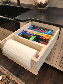 Riverdale Kitchen: custom paper towel holder/drawer., kitchen, paper towel, Riverdale Kitchen: custom paper towel holder/drawer., By AHA Interiors  Corp.