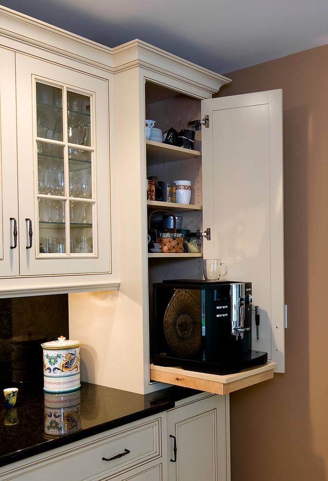 Mahogany Gourmet Kitchen with White Glazed Center Island Traditional