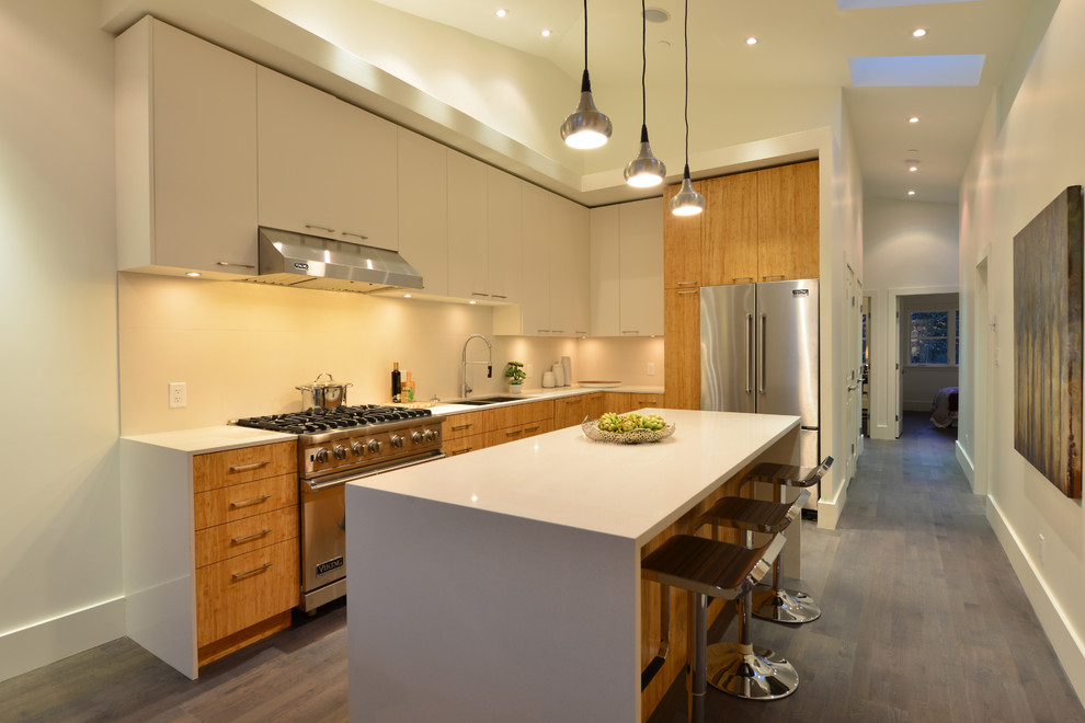 Inspiration for a contemporary kitchen in Vancouver with stainless steel appliances.