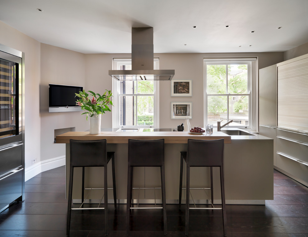 Inspiration for a contemporary kitchen in Cheshire with an island.