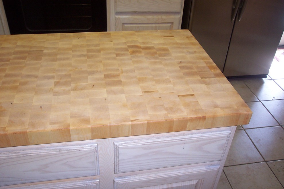 Maple end grain butcher block island tops Contemporary Kitchen Austin by WR Woodworking