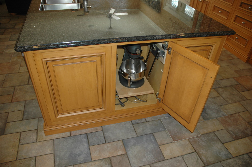 Maple kitchen island with mixer lift Traditional Kitchen St Louis