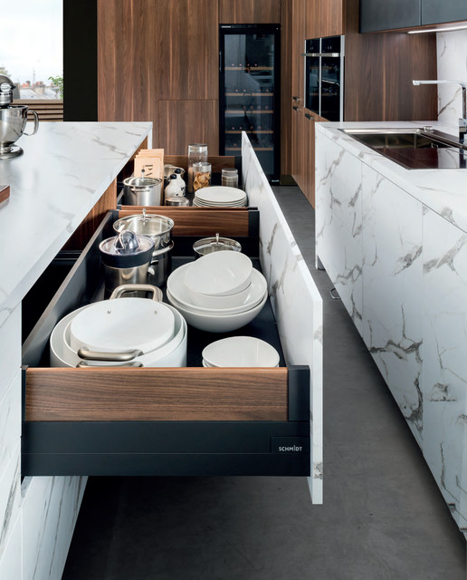 Marble effect and wood finish Schmidt Kitchen design Contemporary