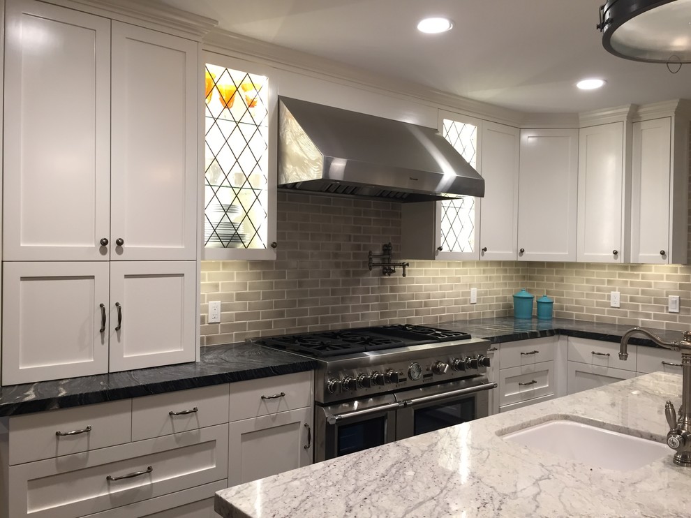 Marble, Granite & subway tiles - Transitional - Kitchen - Los Angeles ...