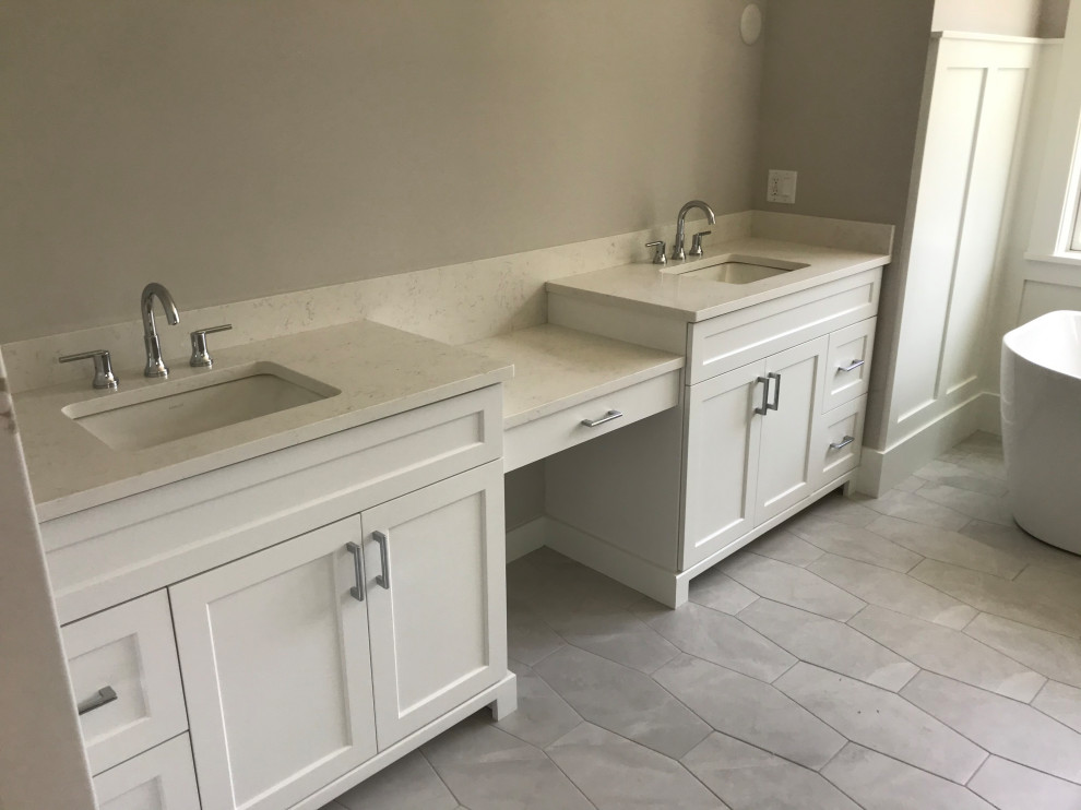Master Bathroom Vanities with Make up Drawer Transitional Kitchen