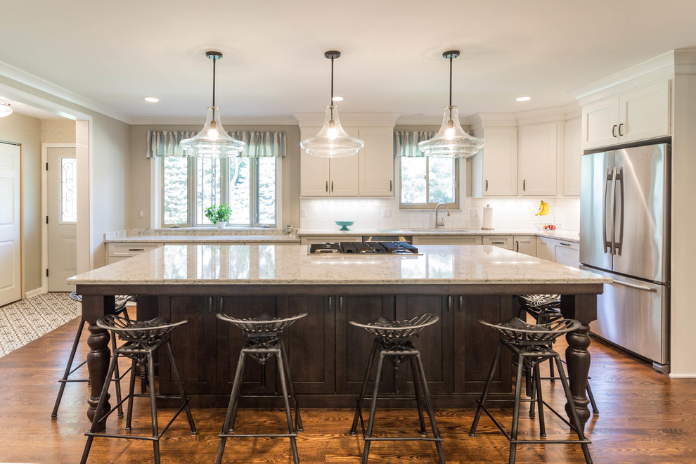 Example of a large transitional kitchen design in Detroit