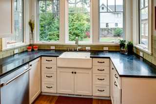 Monte Carlo Soapstone Top with a White Cabinet and Carved Drain Board from  United States 