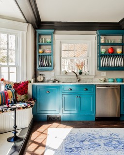 75 Kitchen with Turquoise Cabinets Ideas You'll Love - January, 2024