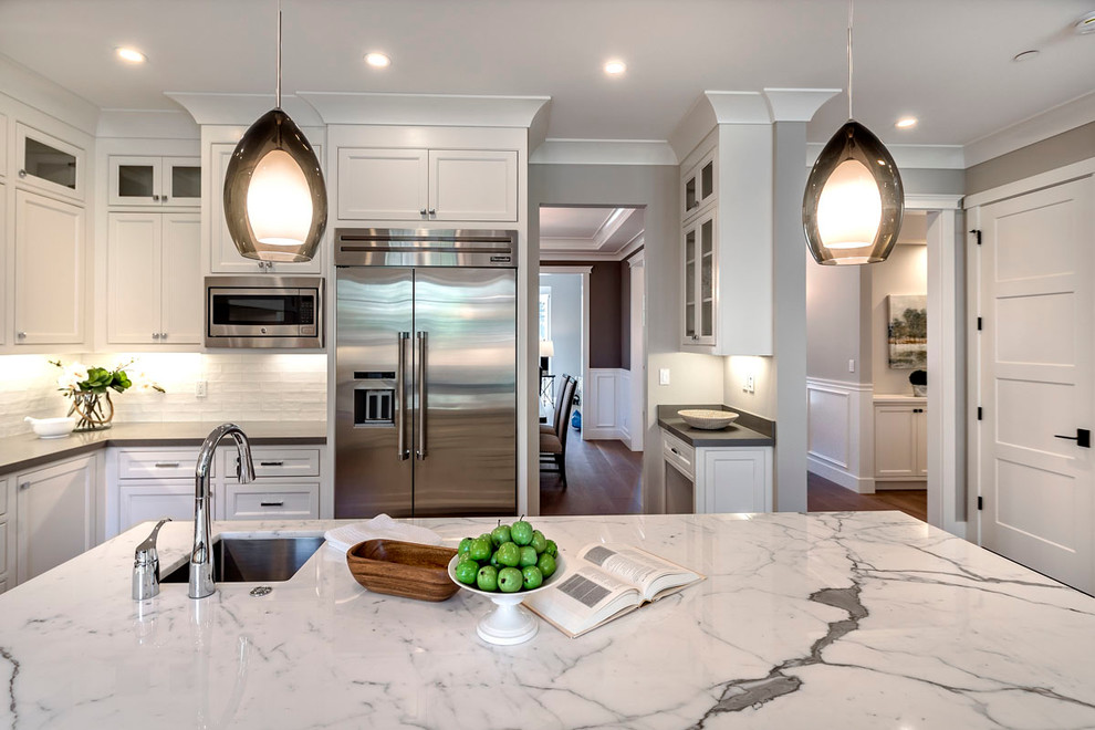 Design ideas for a traditional kitchen in San Francisco with marble worktops.