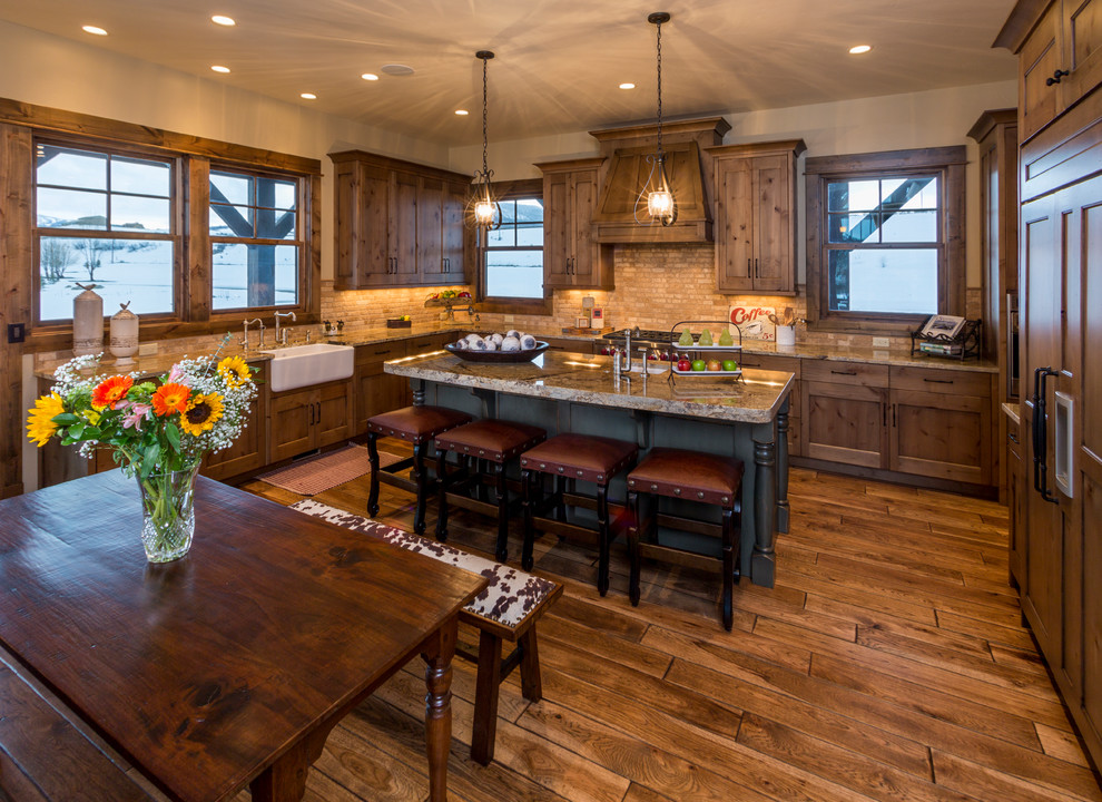 Photo of a rustic kitchen in Denver.