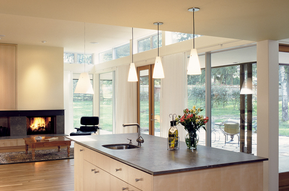Inspiration for a contemporary open plan kitchen in Seattle.