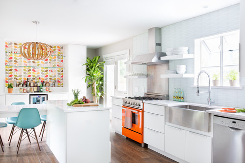 Orange Range in Kitchen - Photo by Becca Stephens Interiors