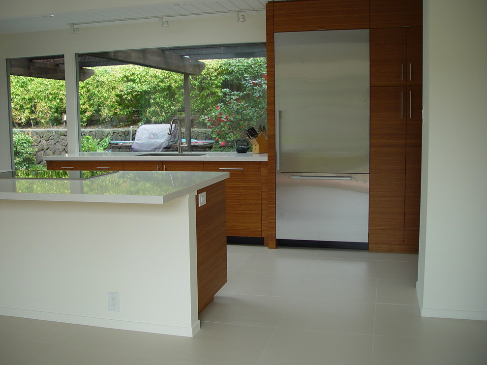 Пример оригинального дизайна: кухня в стиле модернизм