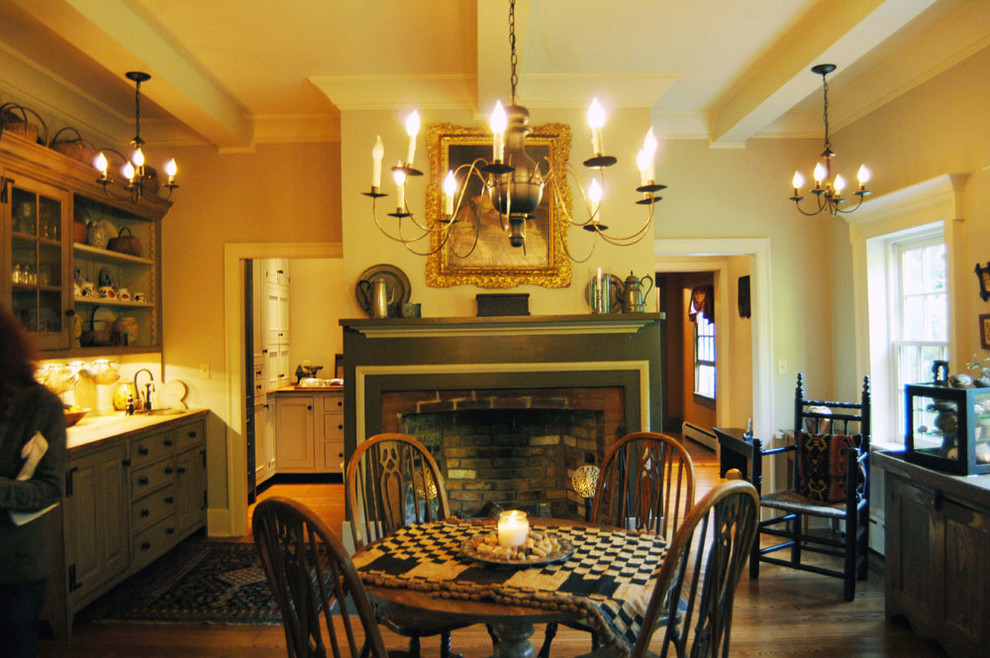 Mid Ohio Farm House Collected Style Painted and Curly Maple Kitchen