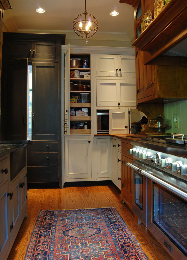 Mid Ohio Farm House Collected Style Painted and Curly Maple Kitchen