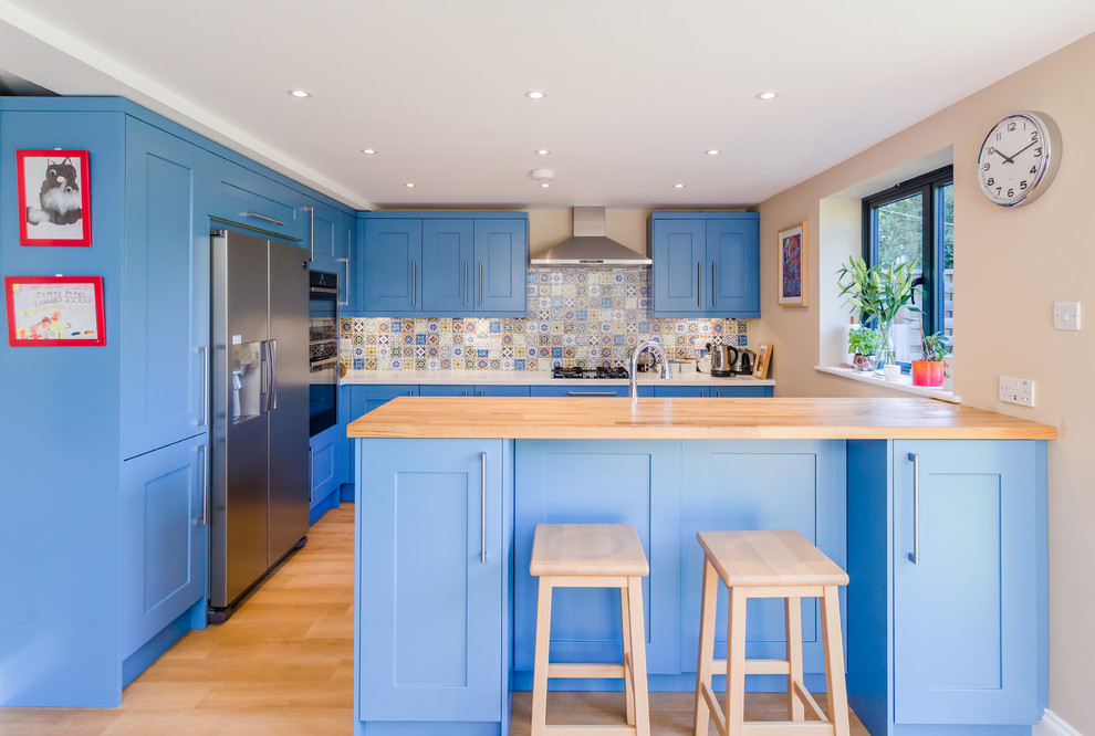 Milroy Painted Broadoak Kitchen in Cornflower Blue Farmhouse