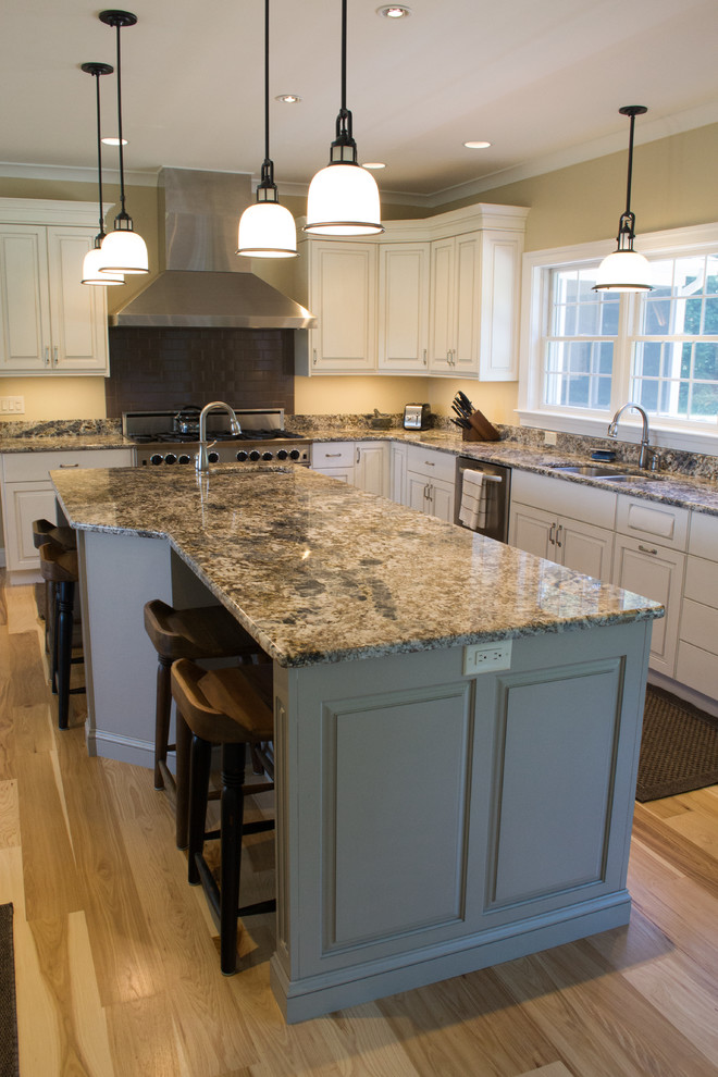 Milton De White Kitchen And Grey Island With A Pewter Glaze Transitional Kitchen Wilmington By Sylvester Custom Cabinetry Llc Houzz