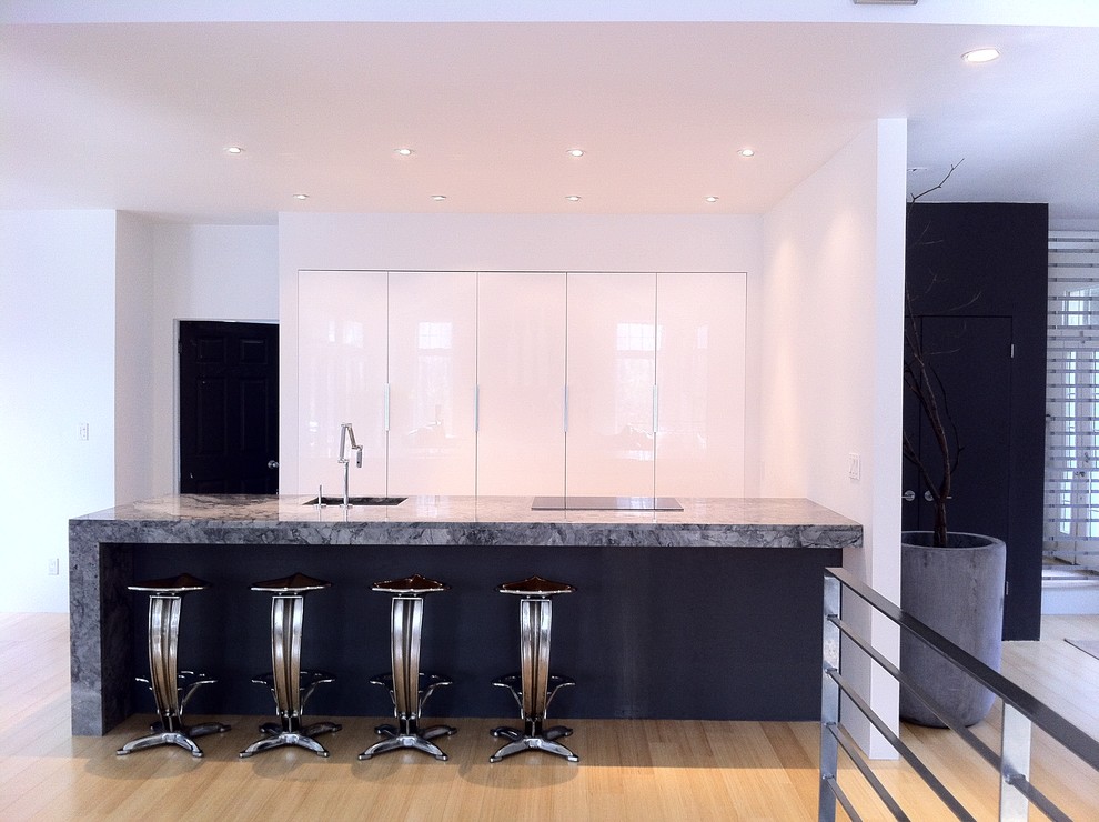 Trendy kitchen photo in Toronto with marble countertops