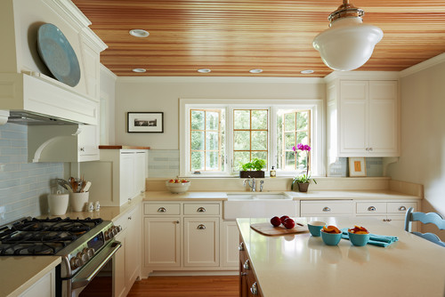 Eco-friendly white kitchen cabinets with FSC wood and bamboo